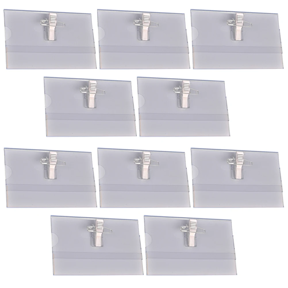 

50 Pcs Business Card Holder Badge Pin Labels Id Holders Name Pvc Clips Staff Security