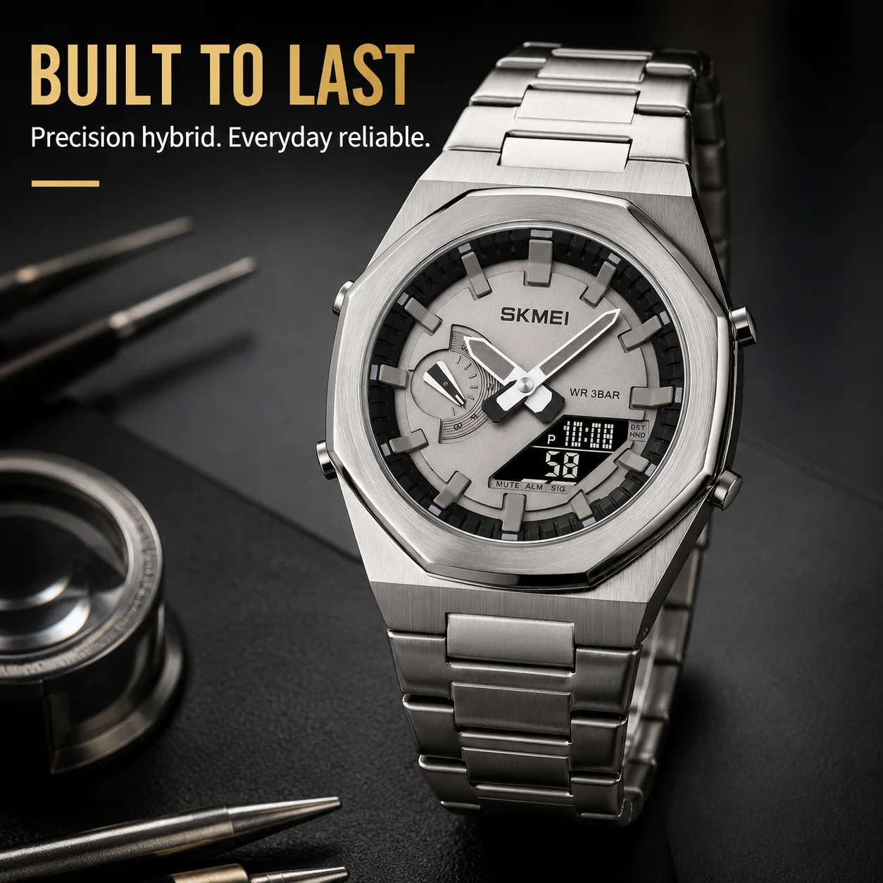 SKMEI 1816 Quartz Men Wristwatch Fashion Casual Wrist Watch Waterproof Chronograph Luminous Clock Alarm Timer Date Night Glow