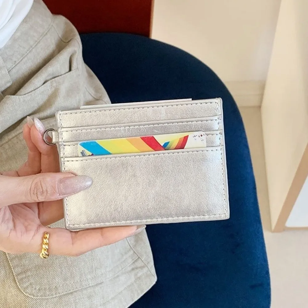 Mini Size Ultra Thin Card Bag Solid Color Portable Multiple Slots Card Holder Elegant Minimalist Rivet Coin Purse Student Use