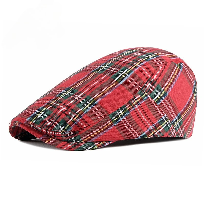 Beret Women's Trendy Korean Style Checkered Baseball Cap Men's Sunscreen and Shade Protection Hat Casual Checkered Forward Hat