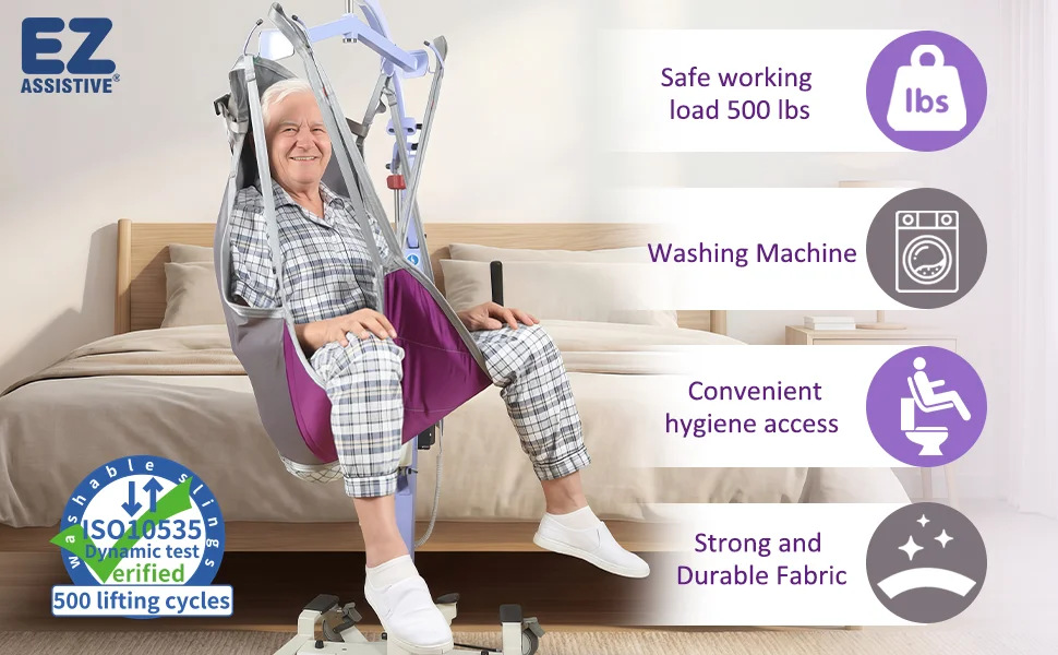 Ehucon Patientenlifter-Schlinge mit geteilten Beinhaltern, hochwertige Rückentransferhilfe für Senioren, robuste Pflegehilfe mit 227 kg Tragkraft – Detail 2
