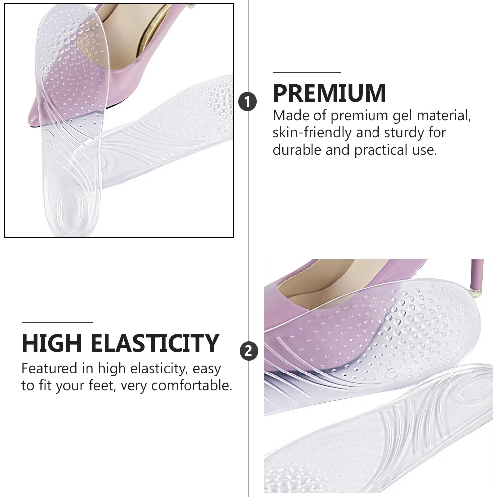 

Gel Arch Support Insoles Transparent Non Slip Girls Foot Care Silicone Pads Lightweight Comfort Shoe Cushions Elastic Sole