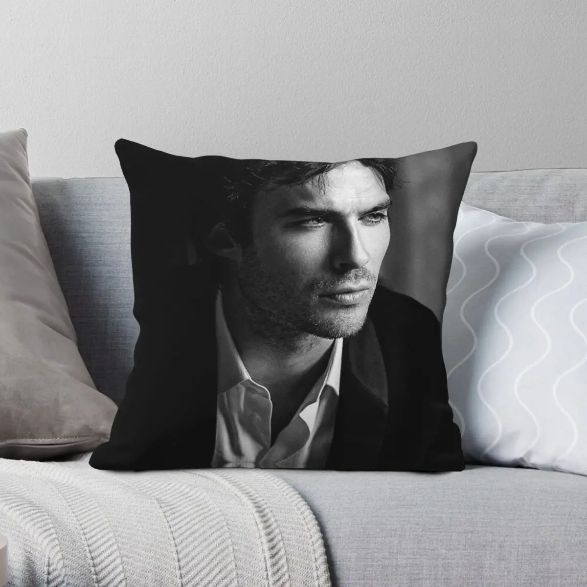 Ian Somerhalder Square Pillowcase Polyester Linen Velvet Pattern Zip Decorative Pillow Case Home Cushion Cover