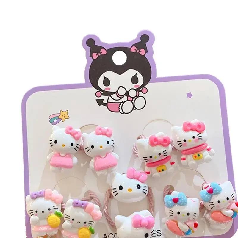 10PCS Sanrio Hello Kitty Hair Rope Suit Miniso Anime Cartoon Cute Kuromi Cinnamoroll Hair Accessories Fashion Girl Holiday Gifts