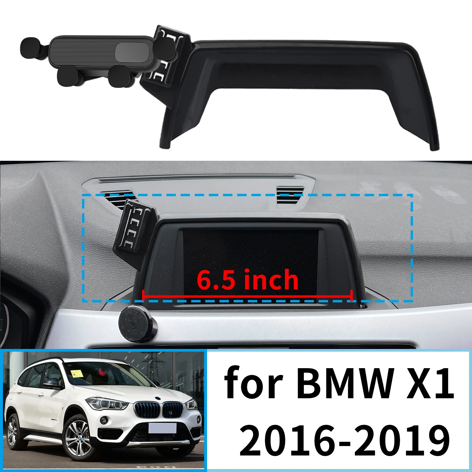 

fit for BMW X1 2016-2019 F48 6.5/8.8in Stable Clip-On Phone Holder​​ Mount Screen Base No Vibration​ Car accessoires
