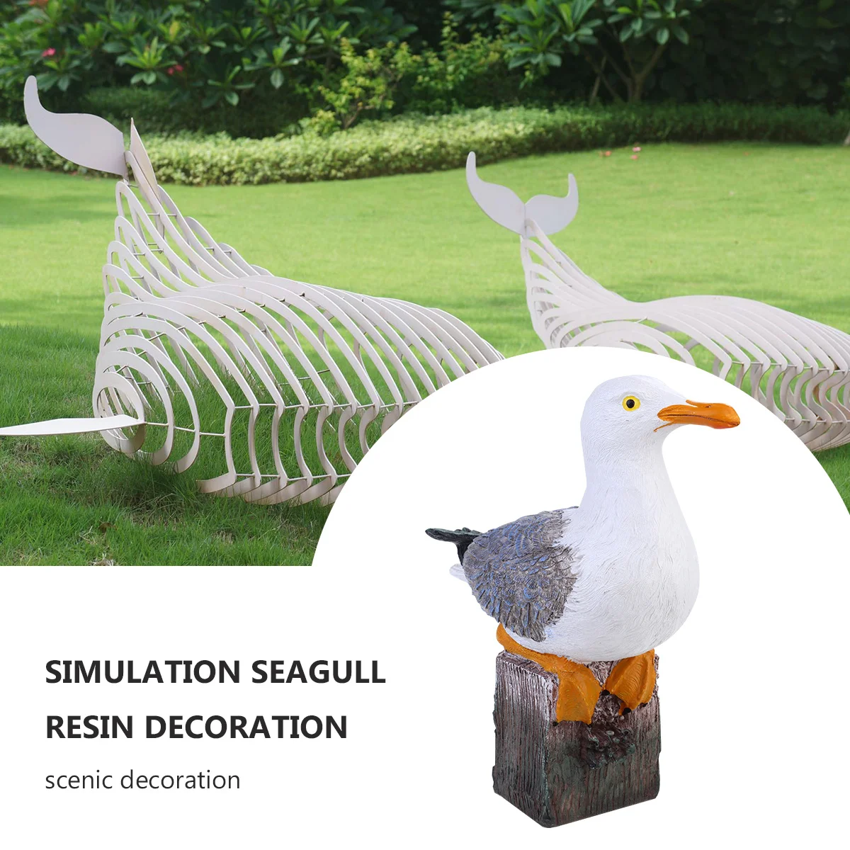 

Seagull Decoration Resin Desktop Sculpture Mediterranean Style Mini Ornament for Garden Table Shelves Car Potted Craft