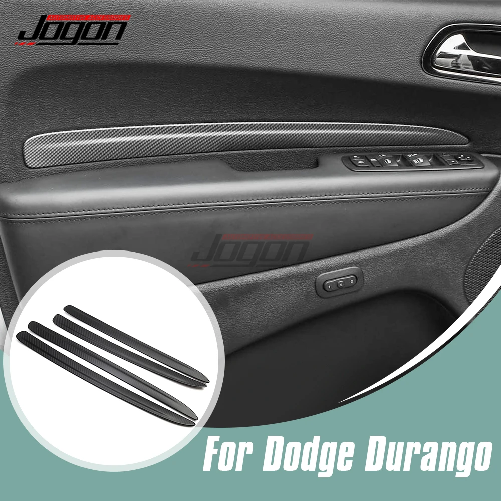 4Pcs Carbon Fiber Car Interior Door Panel Strip Cover Sticker Trim Accessories For Dodge Durango 2011 2012 2013 2014 2015-2023