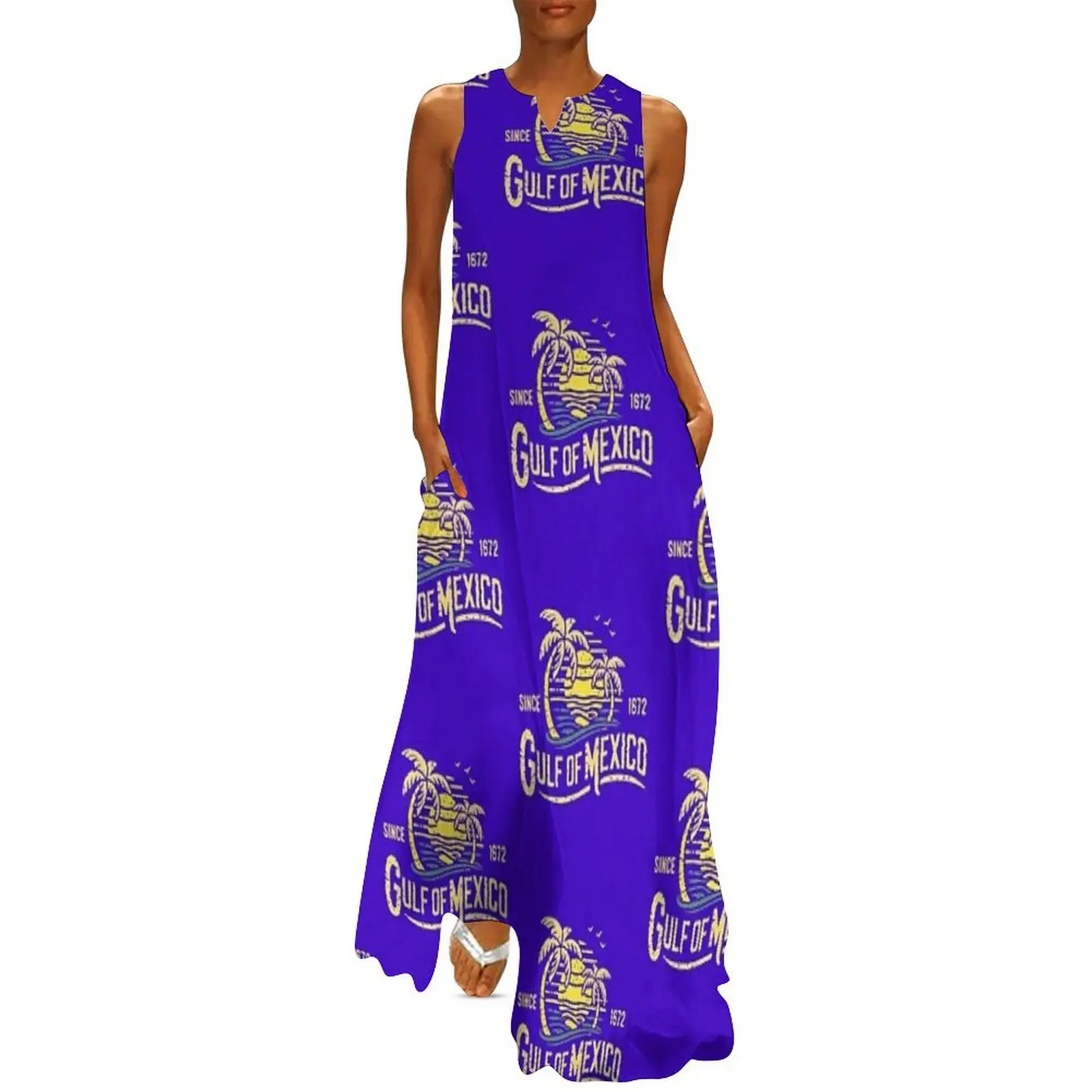 

Gulf of Mexico Vintage Sunset Palm Trees Ocean Beach Retro Long Dress dresses summer wedding dresses for parties