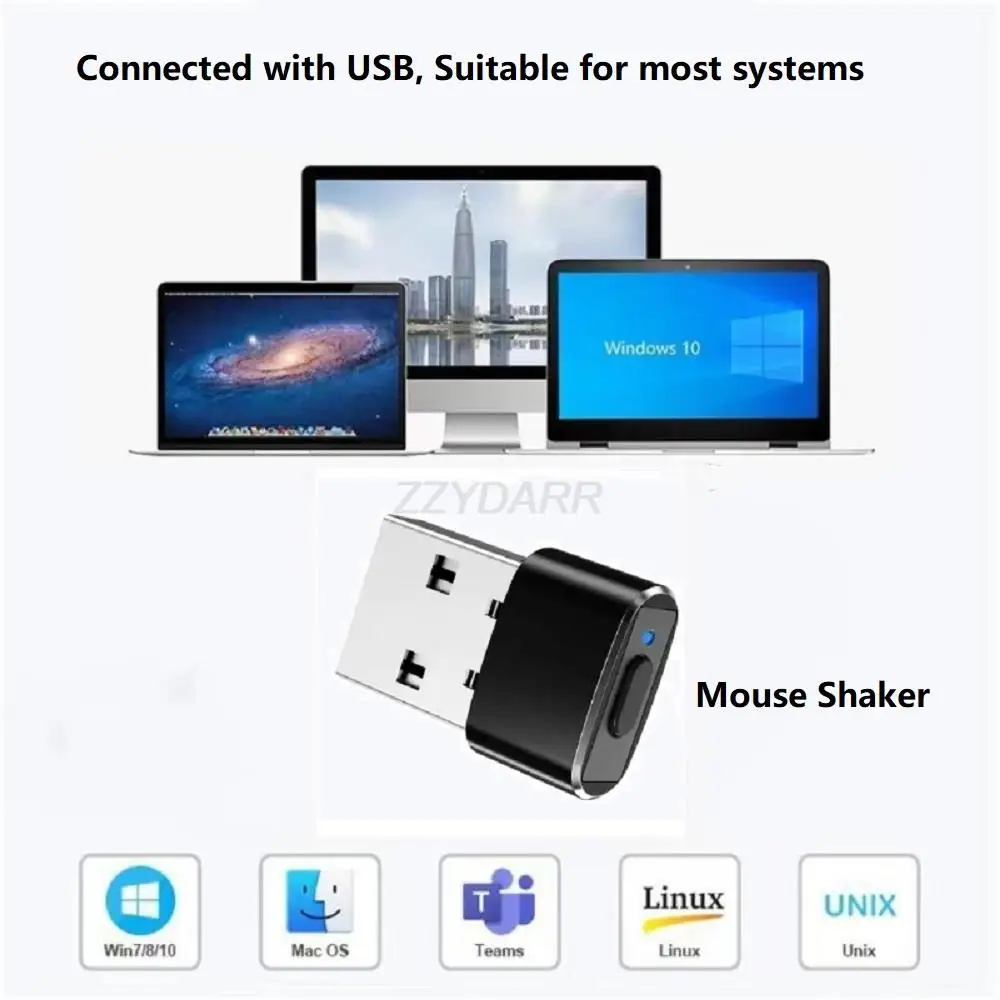 Mouse Jiggler USB Mouse Mover with Switch Button Automatic Mouse Shaker with 3 Jiggle Modes Mouse Simulator Keep Computer Awake