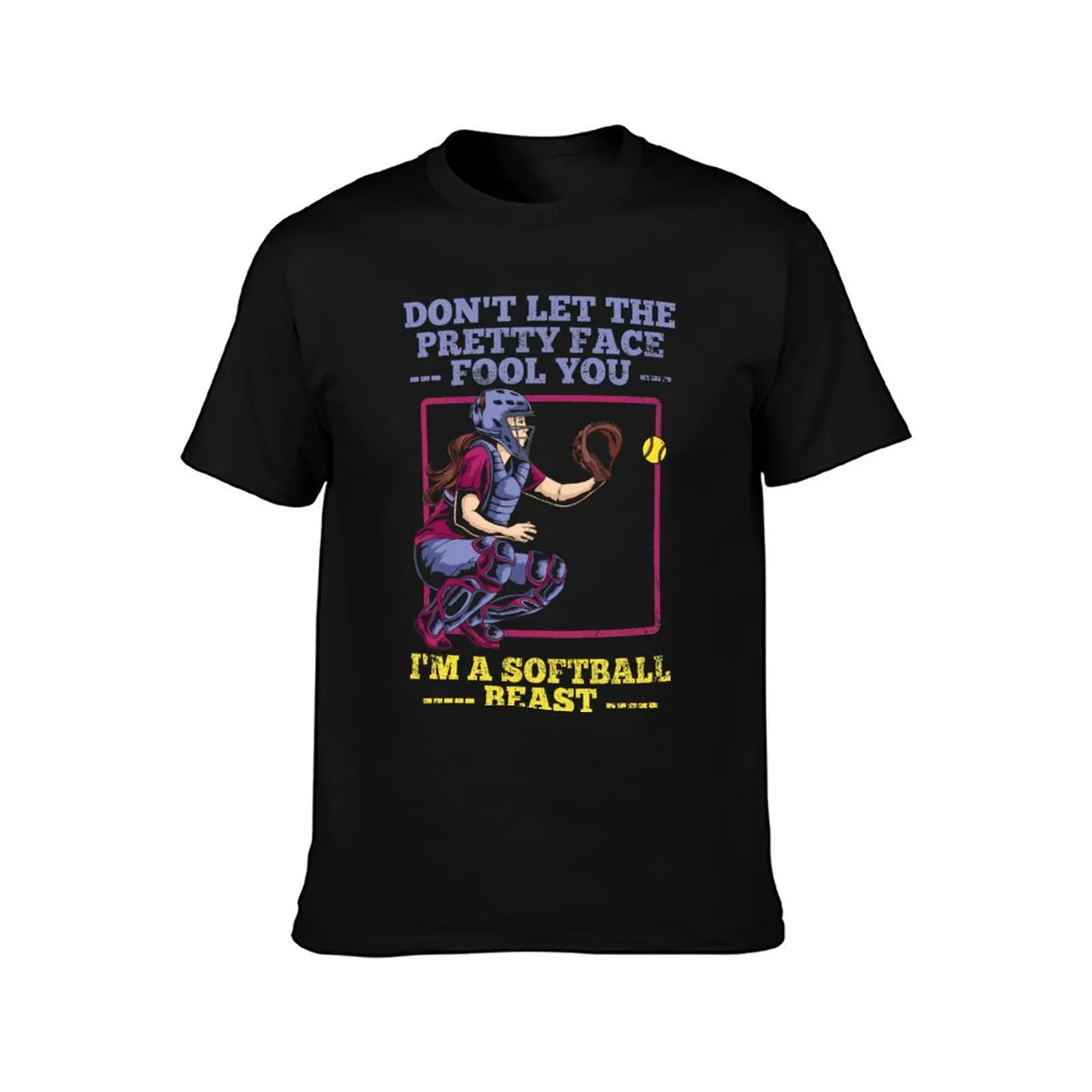 Catcher Softball Player T-Shirt Fashion Casual Short Sleeve T-Shirt
