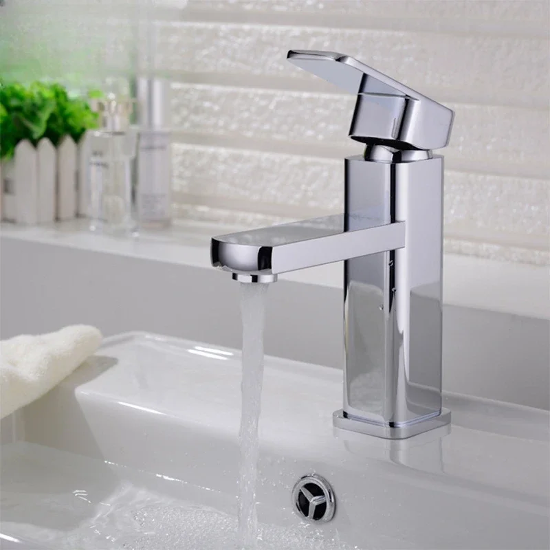 Bathroom Accessories Brass Bathroom Hot and Cold Basin Single Hole Faucet