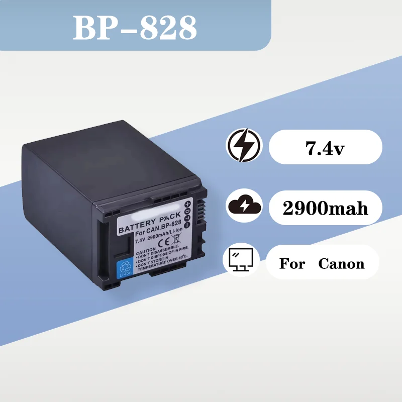 

High Capacity Replacement Battery BP 828 For Canon HF M300 HF M30 HF G30 HF G10 7.4V 2900mAh Camcorder Battery