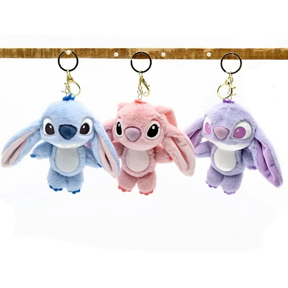 Disney Kawaii Stitch Plush Keychain Toy Lovely Lilo & Stitch Doll Angel Plushies Cute Stuffed Bag Pendant Girls Birthday Gift