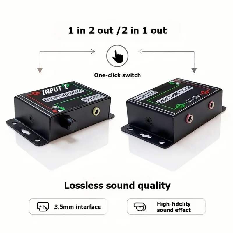 AUX Headphone 3.5Mm Audio Switcher 2-Input 1-Output Signal Converter Bidirectional Switching Functionality-Y41A