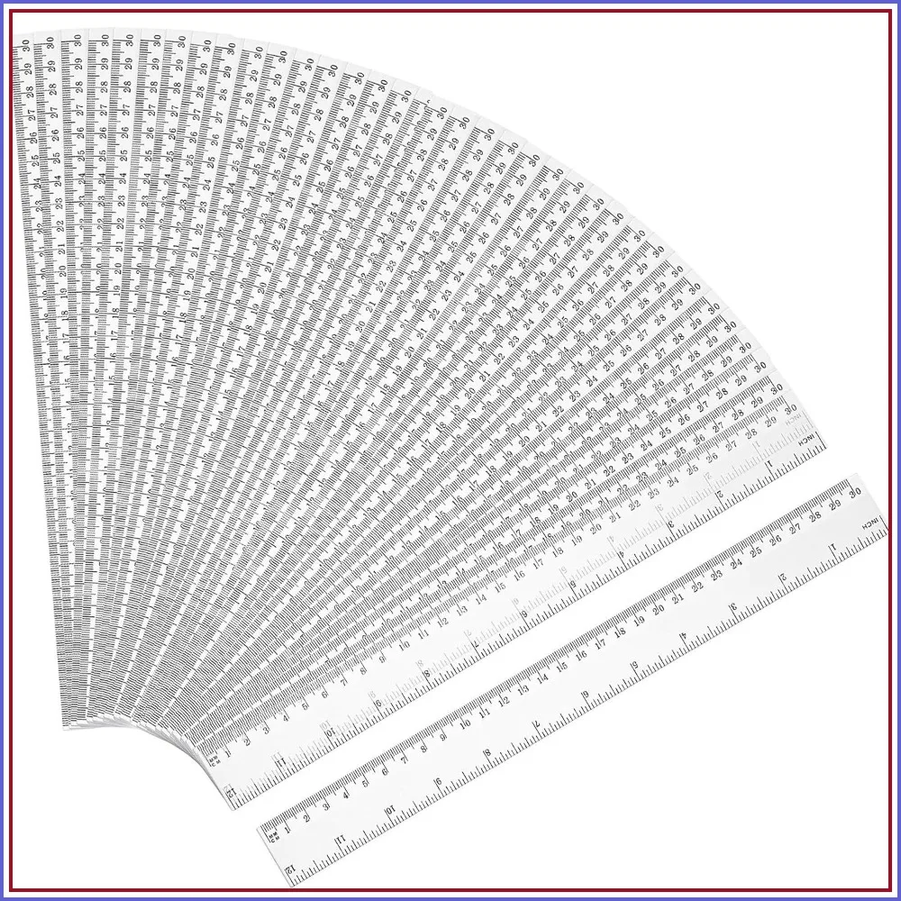 50 Pack Clear Plastic Rulers 12 Inch Straight Flexible with Inches and Metric for School Office