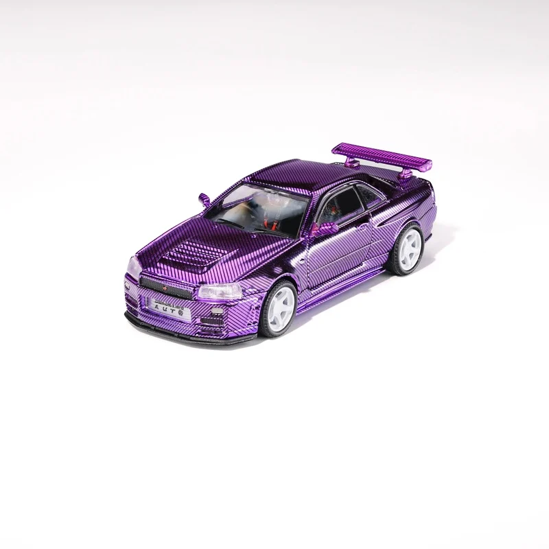デモンキング オート 1:64 スカイライン GT-R34 シミュレーション合金静態車モデル、子供の祭りのギフト玩具、大人のコレクション装飾品。
