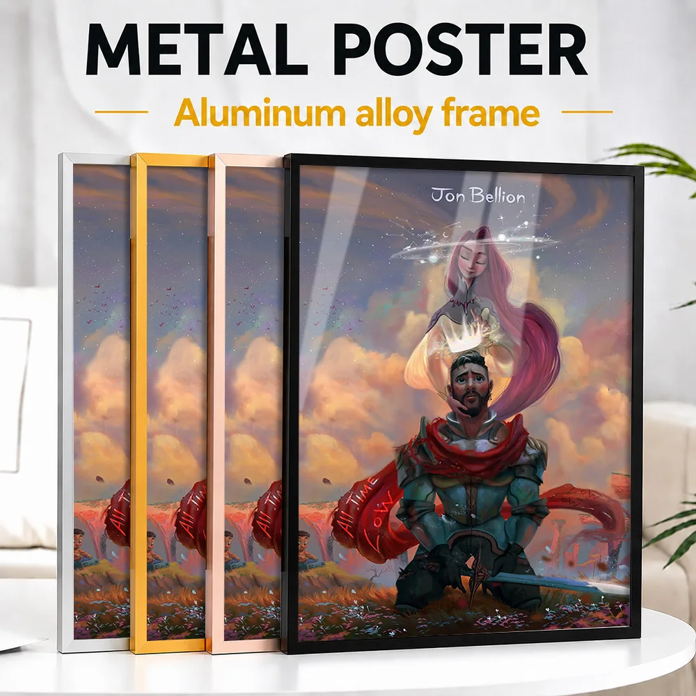 Jon Bellion All Time Low Framed Aluminum Metal Poster Personalized Surrealist Wall Art For Living Room, Record Collector Gift