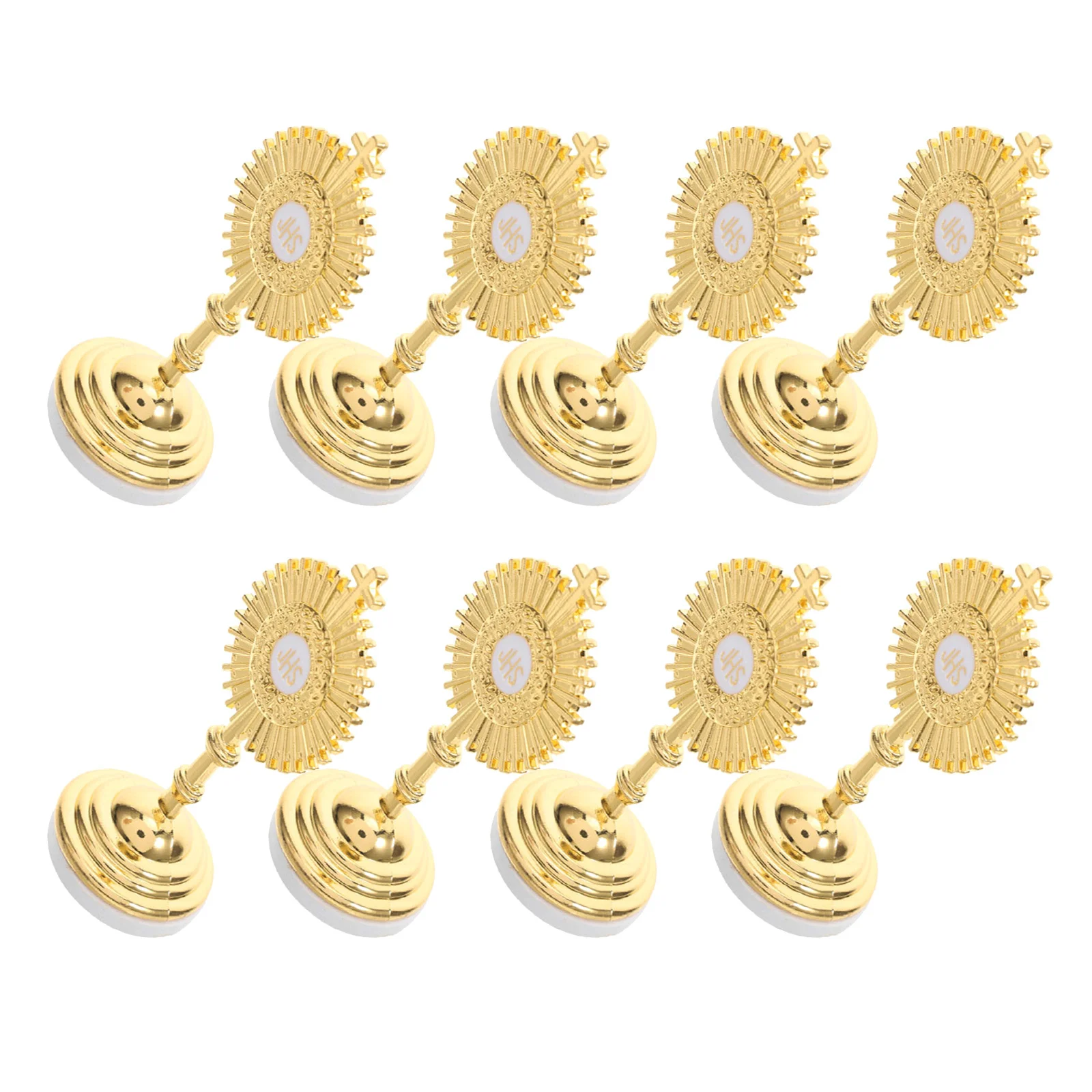 

8Pcs Metal Religious Decor Catholic Crucifix Statue with Base for Blessed Sacrament Altar Chapel Worship Space Spiritual Home