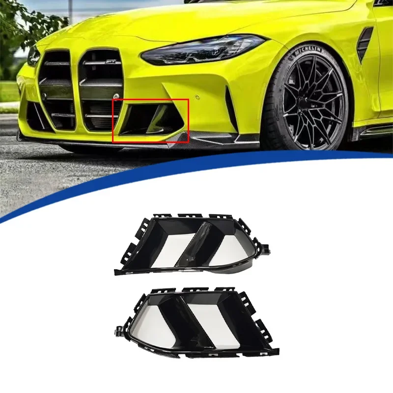 

For BMW G80 M3 G82 G83 M4 2021-2024 Gloss Black Front Bumper Side Air Vent Trim Fog Light Lamp Hood Intake Frame Cover Grille