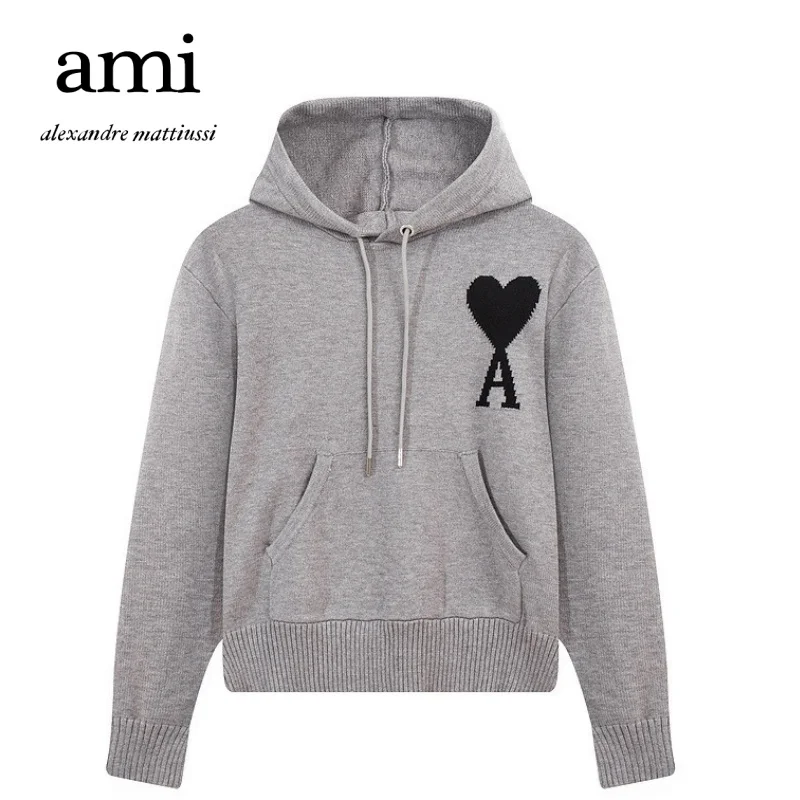 Autumn and winter new way loose men's and women's love hoodied knit pullover hoodie Amiparis pullover