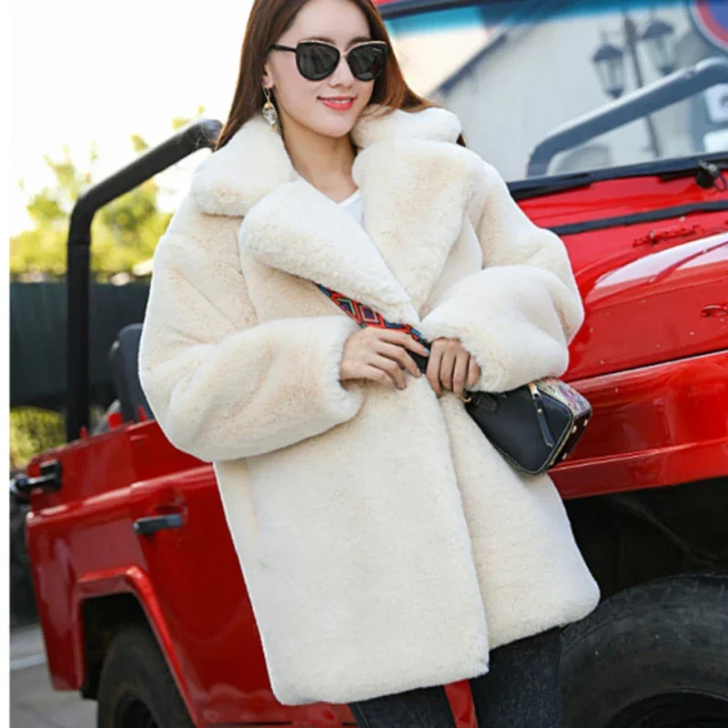 Faux Fur Coat Women Jacket Winter Fashion Warm Thick Black Plus Size 2024 Especially Fake Fur  Coat