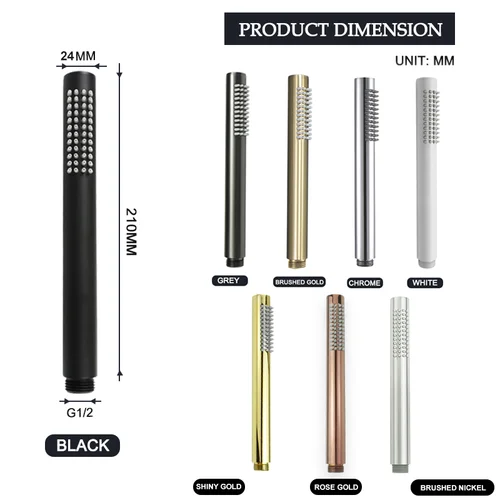 Imagen 1 del producto Cabezal de ducha de mano de latón, rociador de baño redondo de mano, rociador de ducha de baño blanco/dorado cepillado/cromo/gris/negro mate