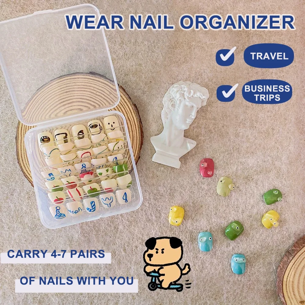 

1/6Pcs Plastic Storage Box with Acrylic Display Strips for Fake Nail Tips Save Storage Space Suitable for Home Accessories Store