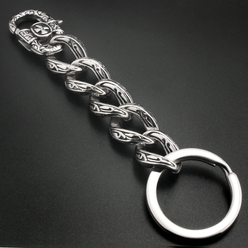 

Stainless Steel Unique Tribal Tattoo KeyRing Biker Rocker Punk KeyChain 5C016KC