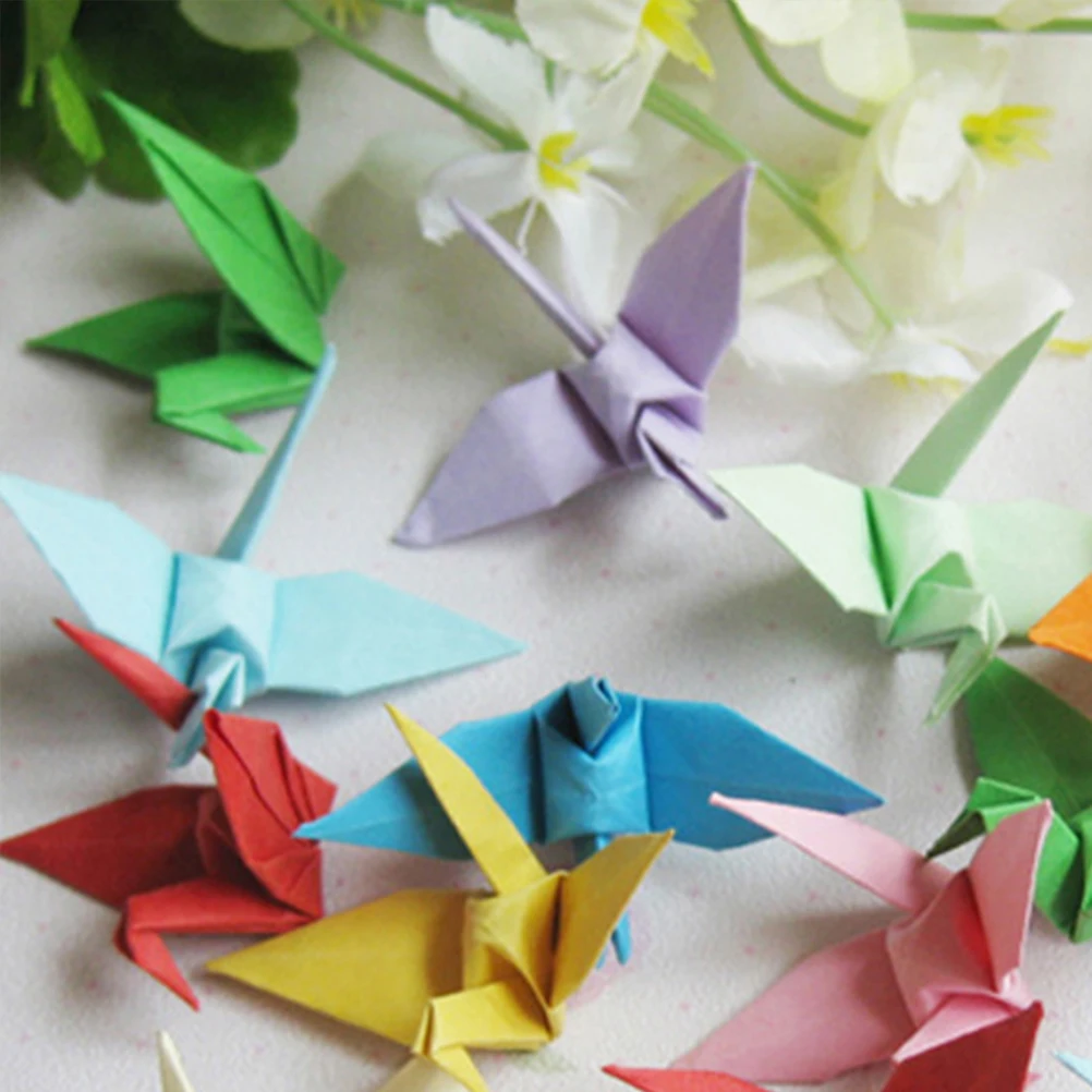 

100 Pcs Thousand Paper Crane Decoration Handmade Origami Finished Product Decal Cranes Art