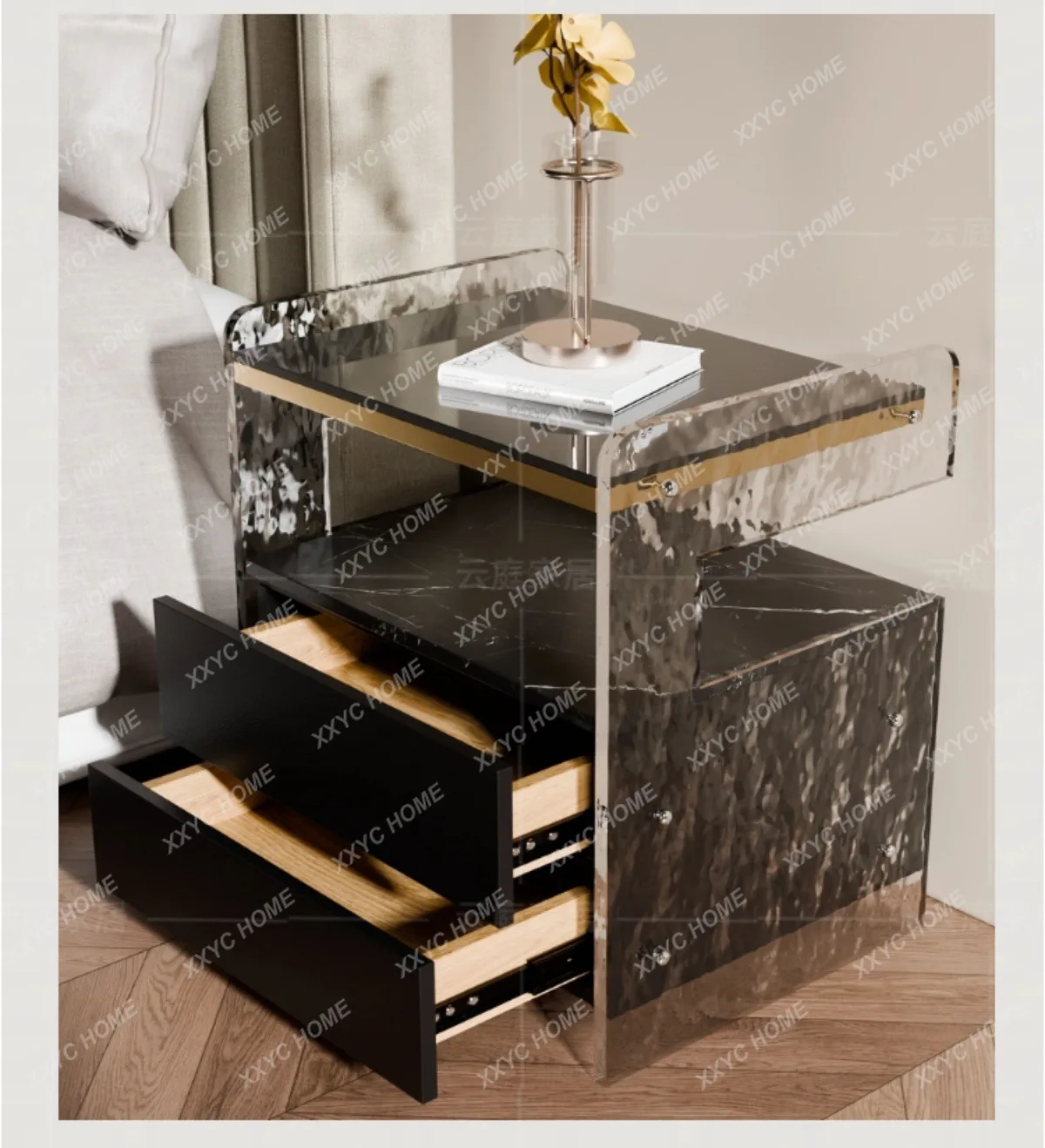 acrylic bedside table simple modern cream wind mini storage bedside table small storage suspension