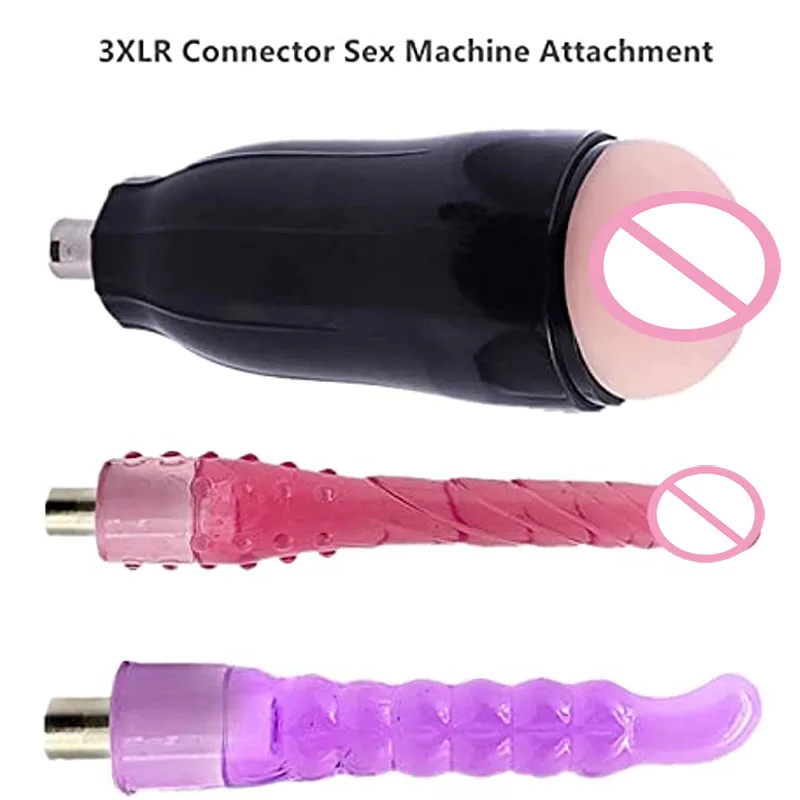 Automatic Sex Machine Dildos Attachment 3XLR Connector with  Male Masturbator Cup Realistic Pussy Pocket Sex Toys for Men  Women