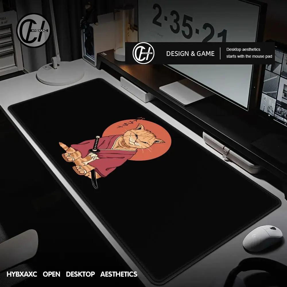 

Black Japan Samurai Cat Table Mats Mouse Pads Computer Mousepad Company Big Desk Pad 90x40cm Large Gamer Mousepads Mouse Mat