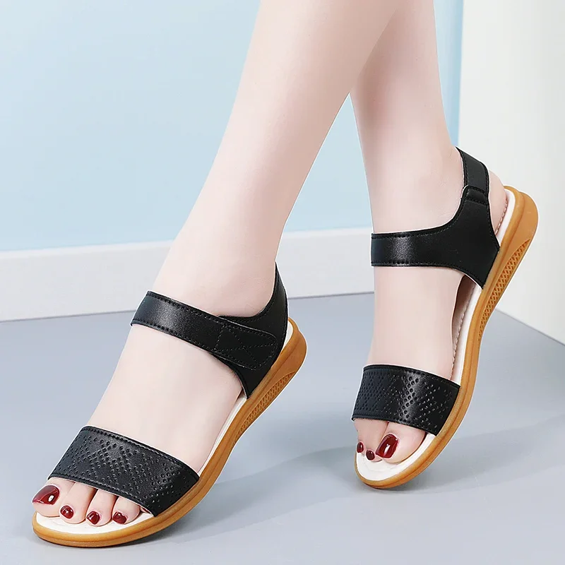 Stable Standing Effect Women Summer Flat Slippers Anti Slip Thick Rubber Base Safe Wearing Daily Commute Outdoor Footwear