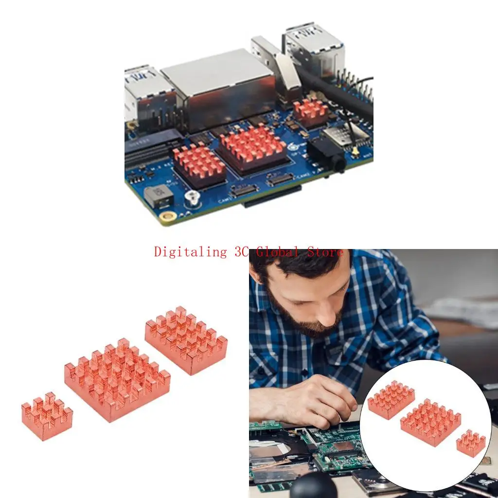 

Copper Heatsink For RV2 Mainboard Advances Cooling Pad Heat Sinks 3pcs Set