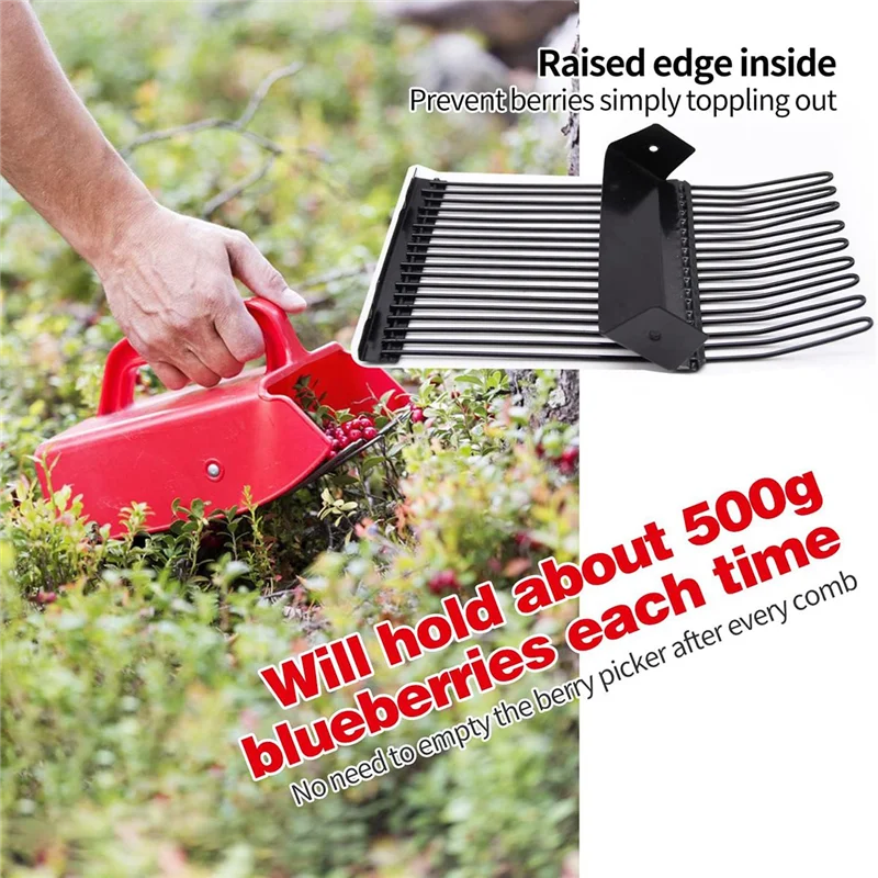 

Berry Picker, Berry Pickers And Rakes With Metallic Comb And Ergonomic Handle For Easier Berry Picking, Blueberry Durable Red