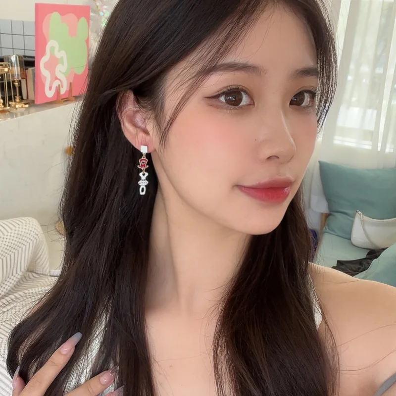 أقراط الأرنب الكرتونية اللطيفة للنساء ، الأقراط شرابة ، لعبة البوكر واللؤلؤ ، القرط الطويل ، هدية المجوهرات ، اكسسوارات الحفلات #3