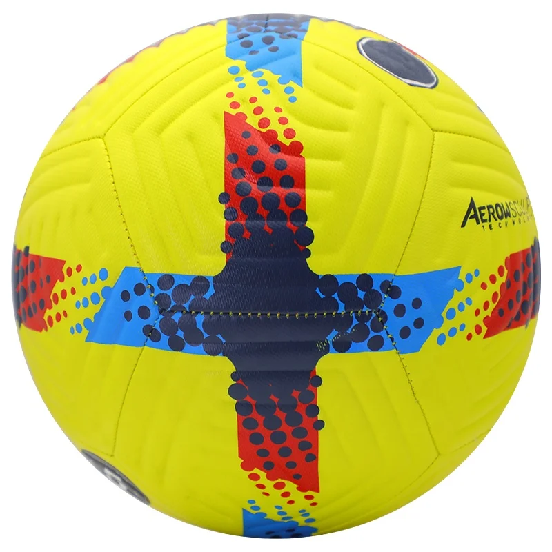เย็บด้วยเครื่องจักร PU คุณภาพสูง สำหรับลูกฟุตบอลขนาด 5 ฝึกซ้อมมืออาชีพสำหรับผู้ใหญ่และเด็ก มีสินค้าขายส่งจากโรงงาน รับผลิตตามแบบ