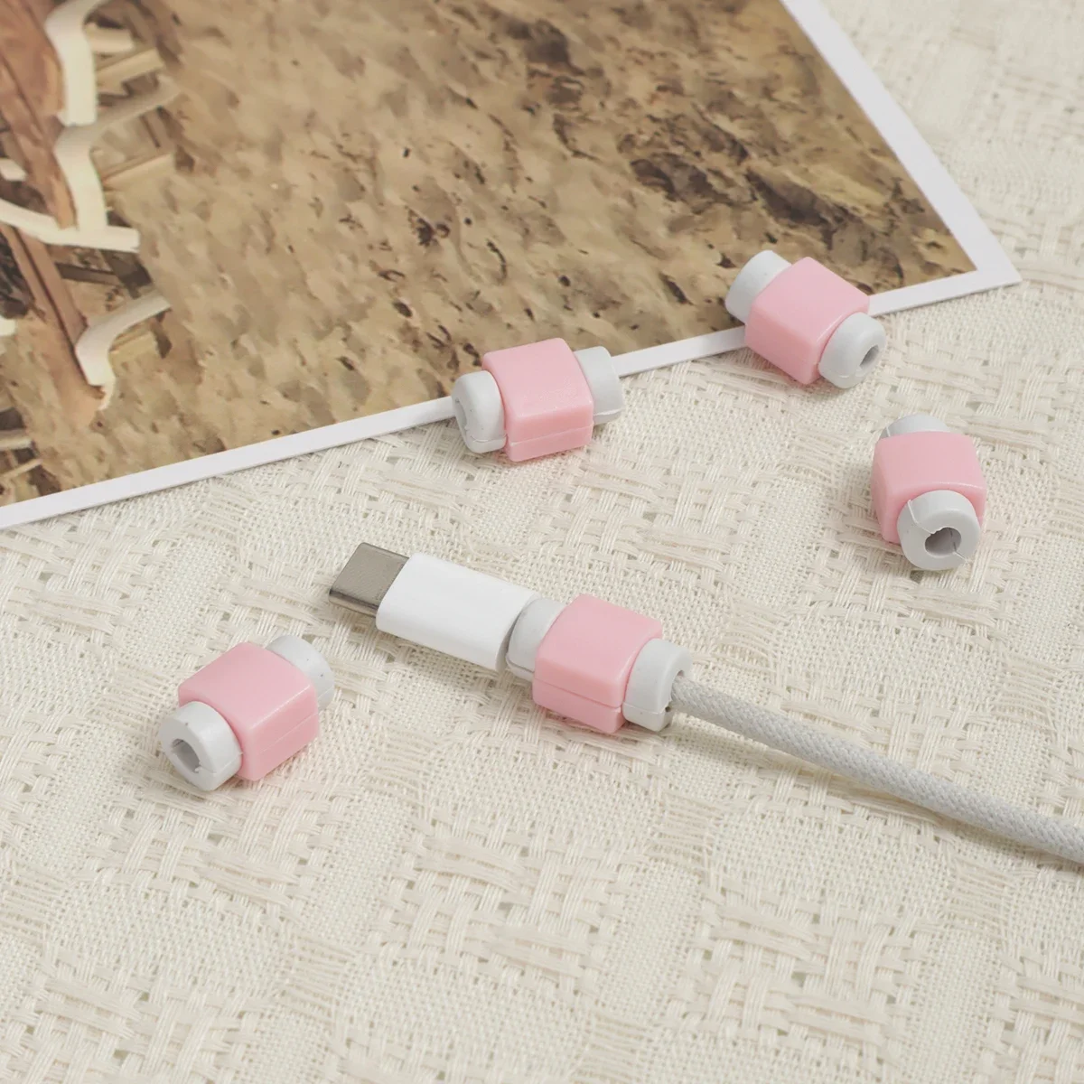 5pcs - Mobile data cable protective cover, anti rupture charger, line protector, essential for furniture