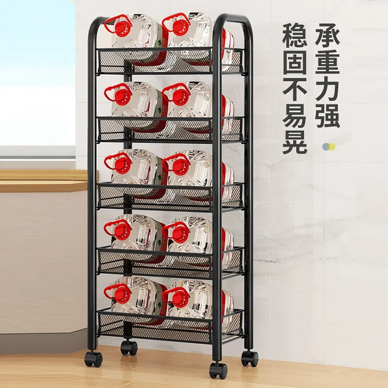 Kitchen rack multi-layer mobile floor trolley storage rack vegetable and fruit snacks