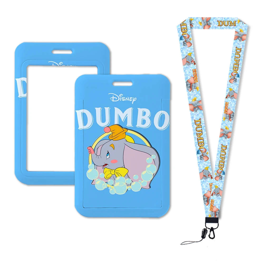 Cordón de elefante de dibujos animados de Disney Dumbo para llaves, cadena de identificación, tarjetero para tarjetas bancarias, estuche protector para tarjetas de autobús para estudiantes, regalo para niños