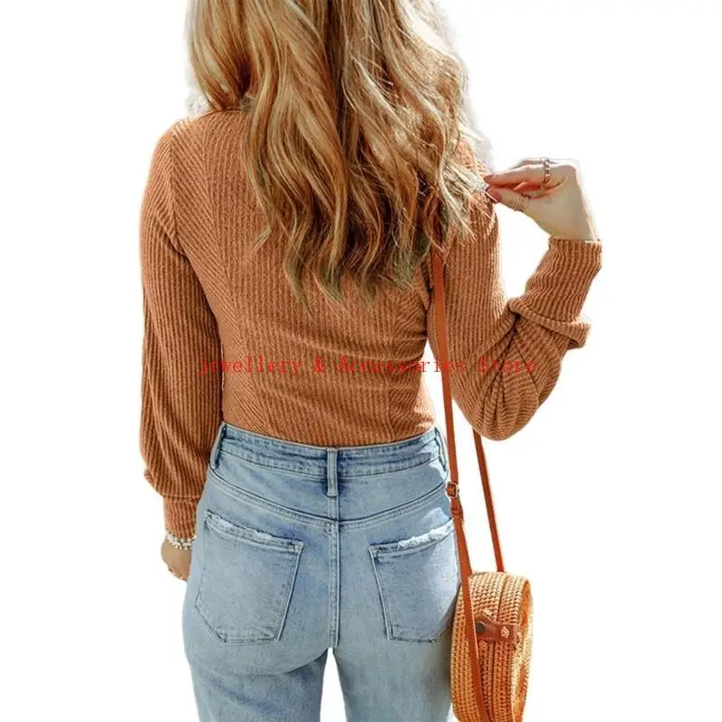 النساء طاقم الرقبة مثير سترة غير رسمية طويلة الأكمام الطويلة