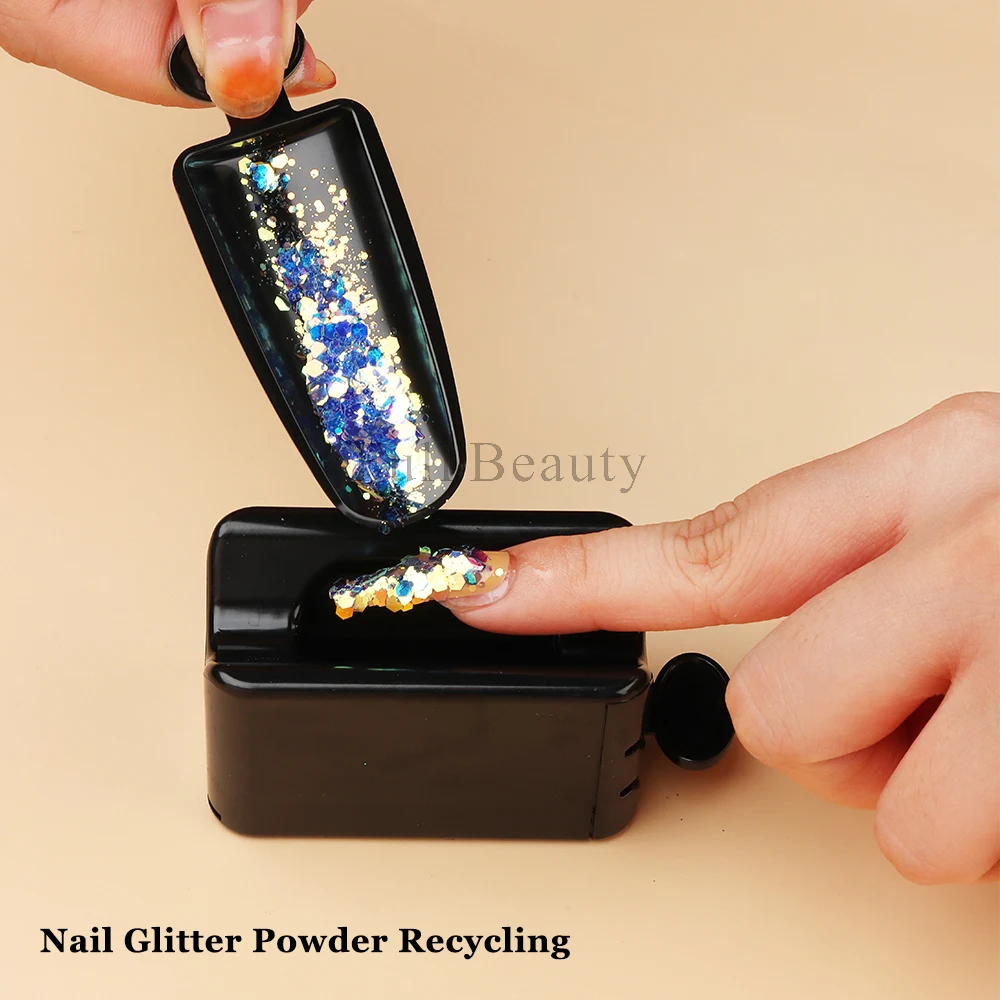 Nail Powder Recycling Box Double Layer Dip Powder Storage Organizer Dust Collector Glitter Sequin Rhinestones Container NLS-CF