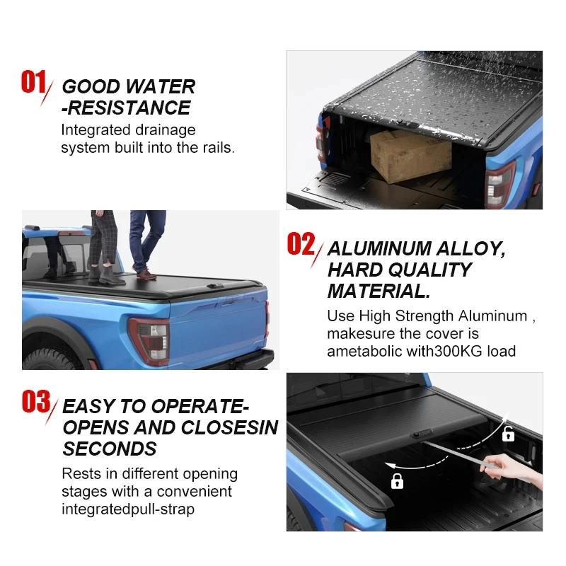 Auto Parts Waterproof Retractable Sliding Roller Tonneau Cover For Musso XLV EV Pickup Truck Bed