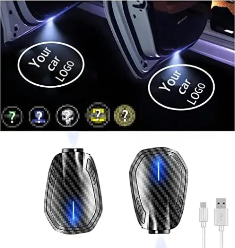 

Car Door LED Projector Lights, Rechargeable Wireless Welcome Lights with 6 Logo Slides for All Cars
