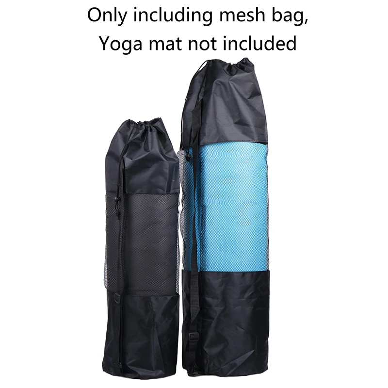 Portátil Carry Mesh Storage Bag, Saco de esportes respirável com alças ajustáveis, se encaixa mais Yoga Mats, preto