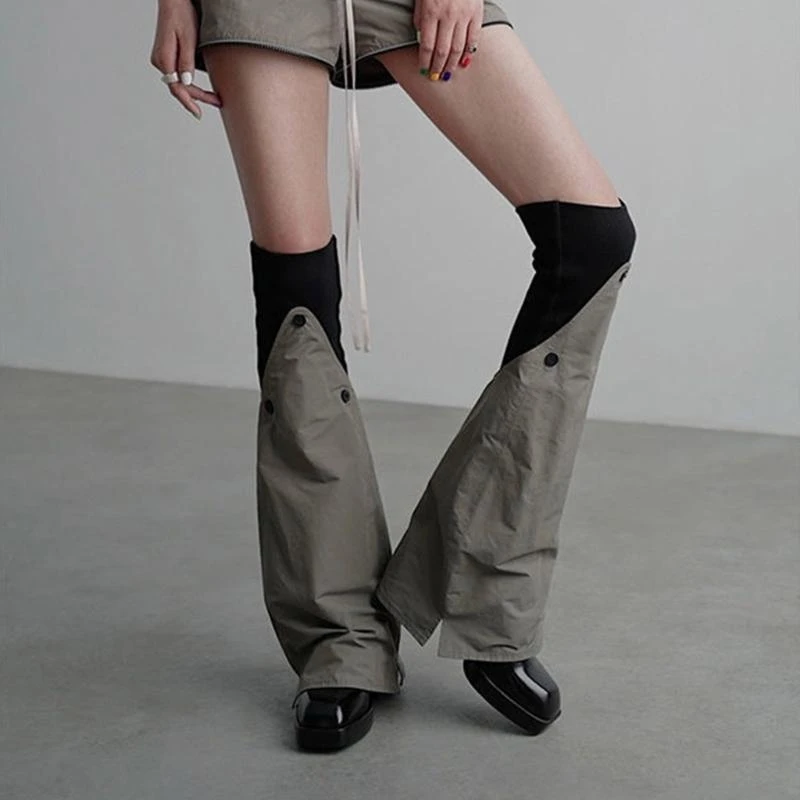 

Women Punk Flared Leg Warmers Stockings Contrast Color Thigh High Leg Covers Sleeve Footless Socks for Party Streetwear 15UB