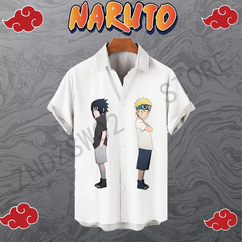 Shirt Men's Summer Shirts Naruto Cool Clothing Beach Style Seaside Trip Y2k 5XL Streetwear 2023 Fashion Anime Oversized Harajuku