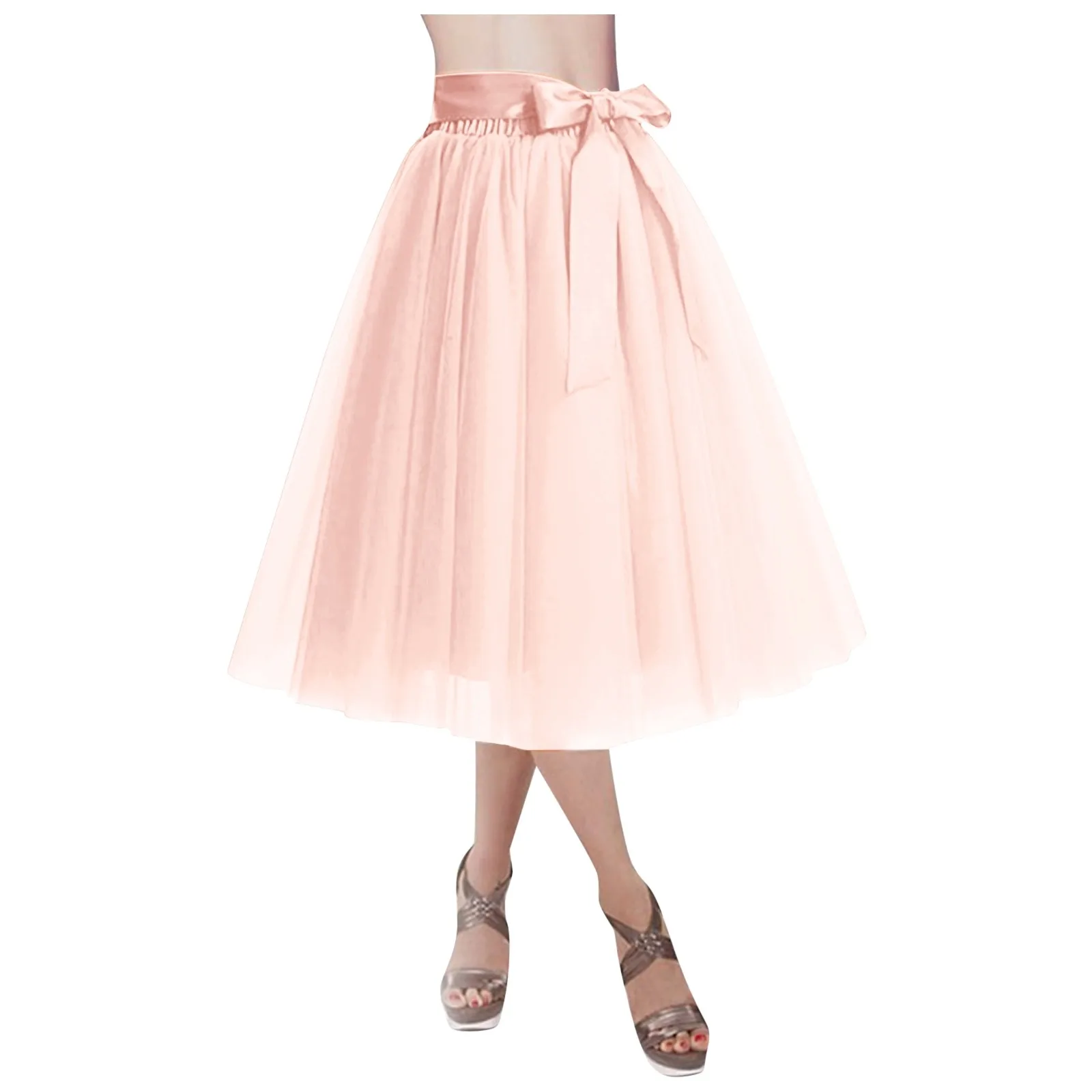 Women's Skirt Tutu Adult Lolita Short Petticoat Solid Color Pleated Midi Skirt For Dressy Occasions Stage Performance Dress