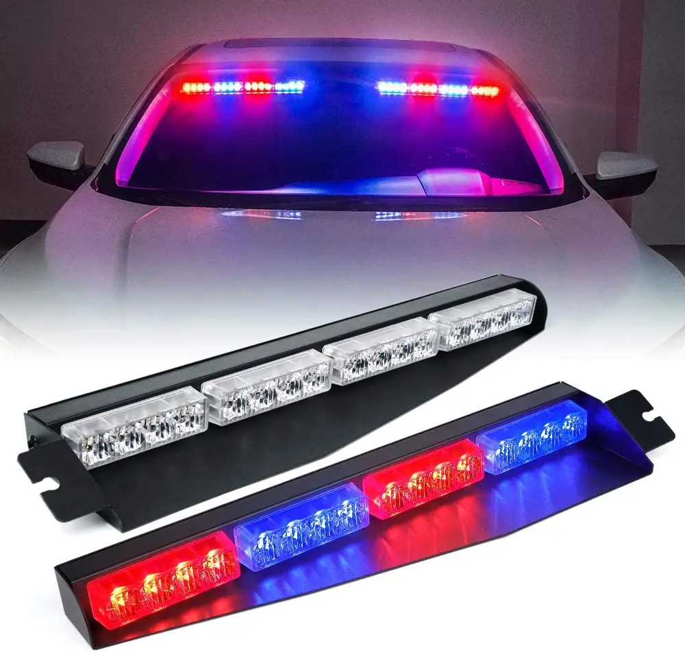 Visor Strobe LED Light Bar Interior Windshield Sunvisor Lamp Emergency Warning Flashing Lights for Volunteer Vehicles Trucks