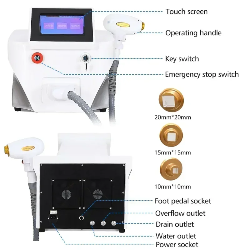 Diode Laser Hair Removal Professional Machine 3 Wavelength  Pain Free Equipment 808nm ice titanium LCD touch screen handle